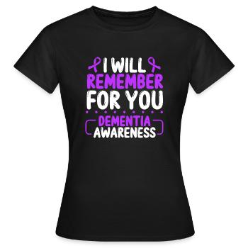 Dementia Awareness I will remember for you Ribbon - Women's T-Shirt - black - Front - AI Model Female 172 dark (172cm)
