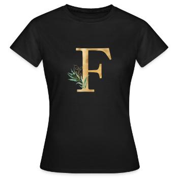 Customizable Monogram F Botany - Women's T-Shirt - black - Front - AI Model Female 172 dark (172cm)