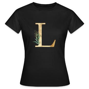 Customizable Monogram L Botany - Women's T-Shirt - black - Front - AI Model Female 172 dark (172cm)