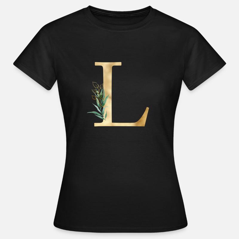 Customizable Monogram L Botany - Women's T-Shirt - black
