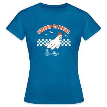 Creep It Real - Frauen T-Shirt - Antikblaues Saphir meliert - Vorne - AI Model Female 172 dark (172cm)