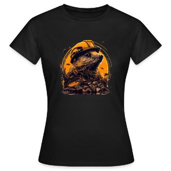 Bieber as master builder with yellow safety helmet - Women's T-Shirt - black - Front - AI Model Female 172 dark (172cm)