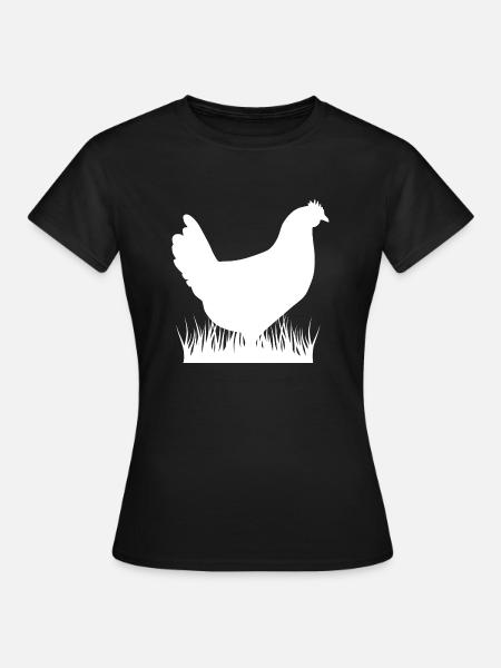 Huhn silhouette weiß - Frauen T-Shirt - Schwarz