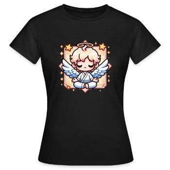 Engel meditieren - Frauen T-Shirt - Schwarz - Vorne - AI Model Female 172 dark (172cm)