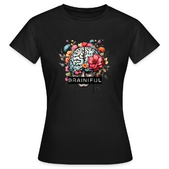 Blooming Mind - Floral Brain Art - Women's T-Shirt - black - Front - AI Model Female 172 dark (172cm)