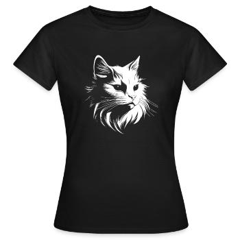 Cat, Cat Motif, Cat Face - Women's T-Shirt - black - Front - AI Model Female 172 dark (172cm)