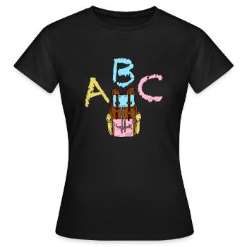 ABC mit Rucksack - Frauen T-Shirt - Schwarz - Vorne - AI Model Female 172 dark (172cm)