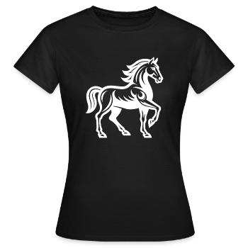 Raised Hoof - Powerful horse in strong leash - Women's T-Shirt - black - Front - AI Model Female 172 dark (172cm)