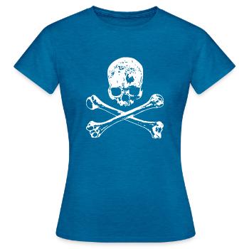 Skull and Bones - Women's T-Shirt - antique blue sapphire heather - Front - AI Model Female 172 dark (172cm)