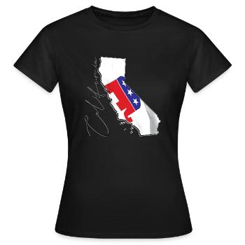 Drapeau républicain dans la carte de l’État de Californie CA - T-shirt Femme - noir - Devant - AI Model Female 172 dark (172cm)