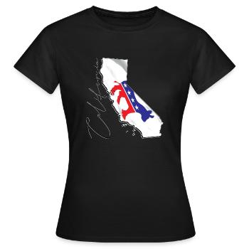 Democrat Flag in California State Map CA - Women's T-Shirt - black - Front - AI Model Female 172 dark (172cm)