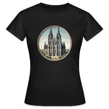 Cathédrale de Cologne - T-shirt Femme - noir - Devant - AI Model Female 172 dark (172cm)