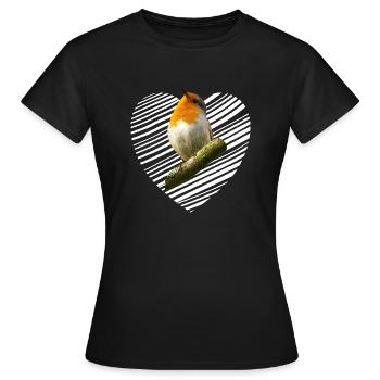 Rotkehlchen Singvogel - Frauen T-Shirt - Schwarz - Vorne - AI Model Female 172 dark (172cm)