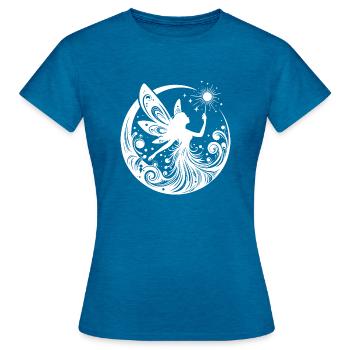Fée - T-shirt Femme - bleu saphir antique chiné - Devant - AI Model Female 172 dark (172cm)