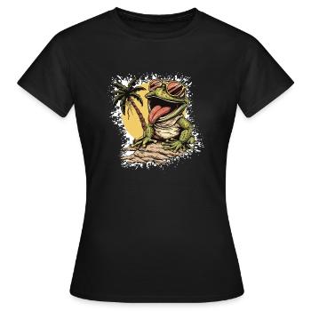 Vacances d’été Frog - T-shirt Femme - noir - Devant - AI Model Female 172 dark (172cm)