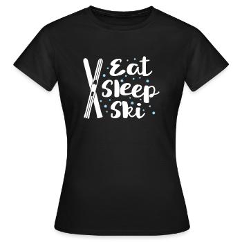 Mangez le sommeil - Pistes de ski refuge remontées mécaniques - T-shirt Femme - noir - Devant - AI Model Female 172 dark (172cm)