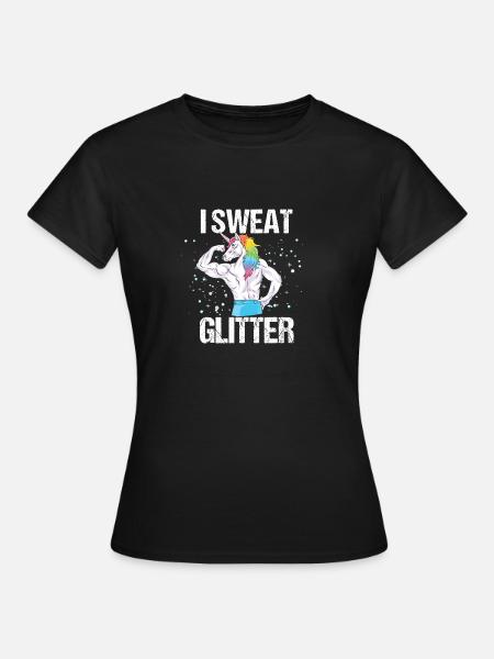 Witziges Einhorn Fitness Gym Glitzer Abs Geschenk - Frauen T-Shirt - Schwarz