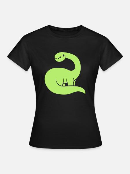 Gruener Langhals Dinosaurier - Frauen T-Shirt - Schwarz
