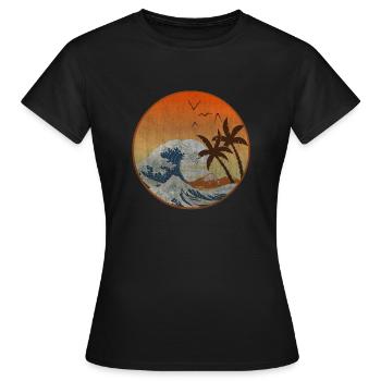 La Grande Vague au large de Kanagawa - T-shirt Femme - noir - Devant - AI Model Female 172 dark (172cm)