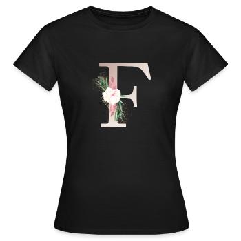 Personalisierbar Monogramm F Floral - Frauen T-Shirt - Schwarz - Vorne - AI Model Female 172 dark (172cm)