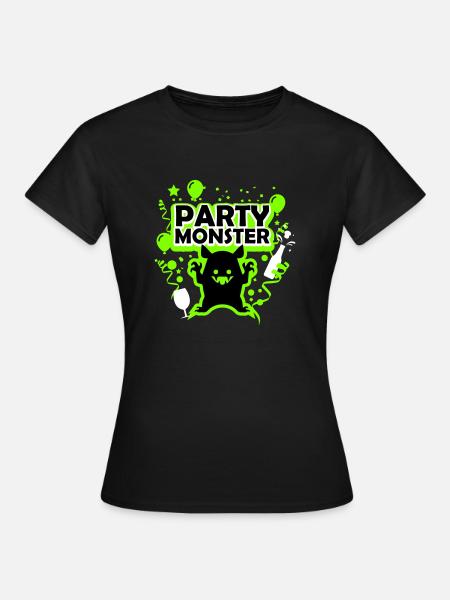 Partymonster grün - Frauen T-Shirt - Schwarz