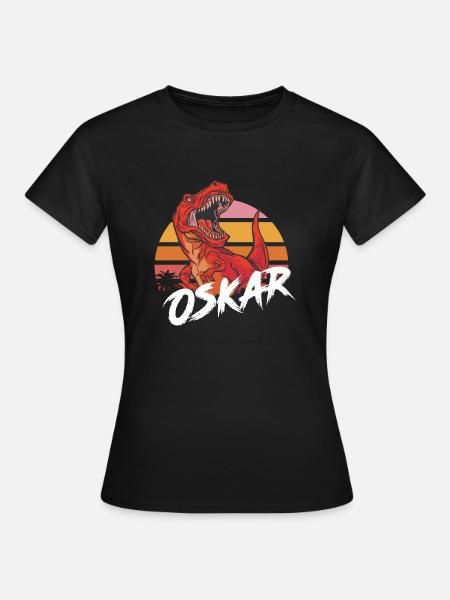 OSKAR - Schöner Jungen Name mit T-REX Dino - Frauen T-Shirt - Schwarz