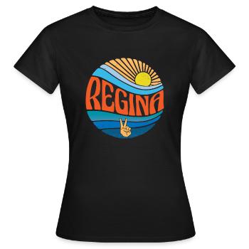 Regina Hemd Vintage Sunset Regina Groovy Tie Dye - Frauen T-Shirt - Schwarz - Vorne - AI Model Female 172 dark (172cm)