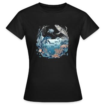 Creatures of the sea - Women's T-Shirt - black - Front - AI Model Female 172 dark (172cm)