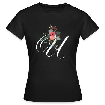Brief u blumig - Frauen T-Shirt - Schwarz - Vorne - AI Model Female 172 dark (172cm)