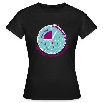 Time to relax clock clock relaxing relax modern - Women's T-Shirt - black - Front - AI Model Female 172 dark (172cm)