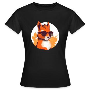 Squirrel with sunglasses, rodent, tree occupation - Women's T-Shirt - black - Front - AI Model Female 172 dark (172cm)