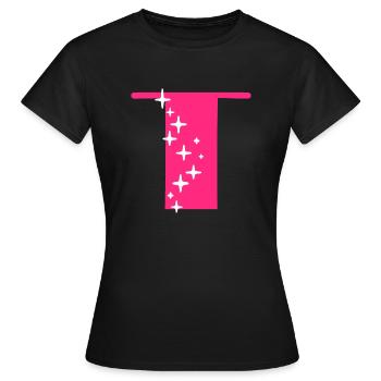 Lettre T Paillettes - T-shirt Femme - noir - Devant - AI Model Female 172 dark (172cm)