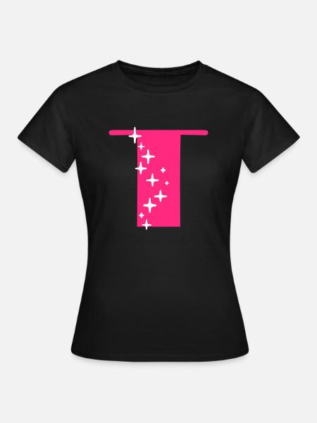Buchstabe T Glitzer - Frauen T-Shirt - Schwarz