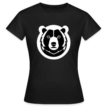 A strong fluffy bear in comic stalk - Women's T-Shirt - black - Front - AI Model Female 172 dark (172cm)