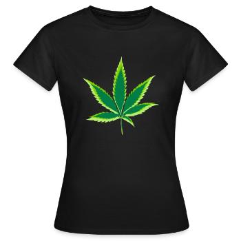 blatt Hanfblatt cannabis Haschisch grasblatt - Frauen T-Shirt - Schwarz - Vorne - AI Model Female 172 dark (172cm)