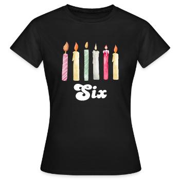 Kerze zum 6. Jahrestag - Frauen T-Shirt - Schwarz - Vorne - AI Model Female 172 dark (172cm)