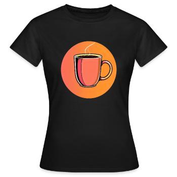 Pink & Orange Coffee Cup Hot Drink Beverage - Women's T-Shirt - black - Front - AI Model Female 172 dark (172cm)