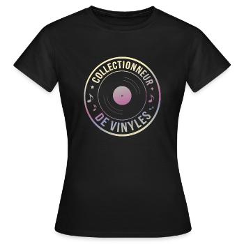 Collectionneur de vinyles - T-shirt Femme - noir - Devant - AI Model Female 172 dark (172cm)