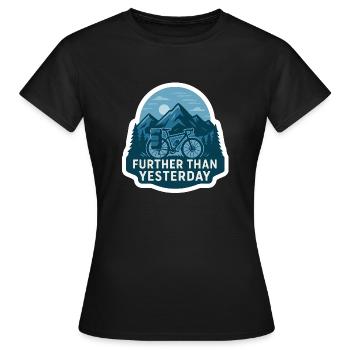 Further Than Yesterday - Bikepacking - Women's T-Shirt - black - Front - AI Model Female 172 dark (172cm)