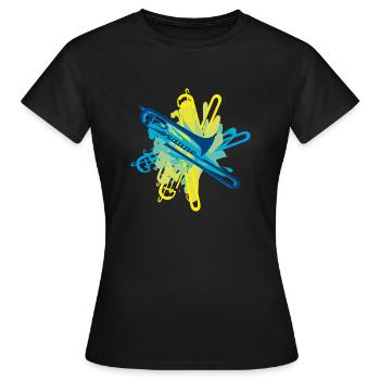 Posaune colorsplash blues - Frauen T-Shirt - Schwarz - Vorne - AI Model Female 172 dark (172cm)