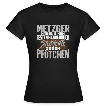 METZGER - fest - Frauen T-Shirt - Schwarz - Vorne - AI Model Female 172 dark (172cm)