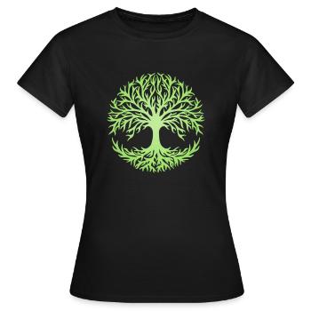 Baum des Leben, Yggdrasil, Keltisches Symbol - Frauen T-Shirt - Schwarz - Vorne - AI Model Female 172 dark (172cm)