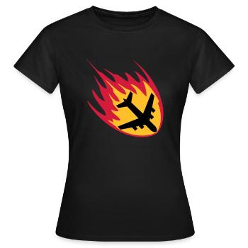 feu flammes graver accident crash accident atterri - T-shirt Femme - noir - Devant - AI Model Female 172 dark (172cm)