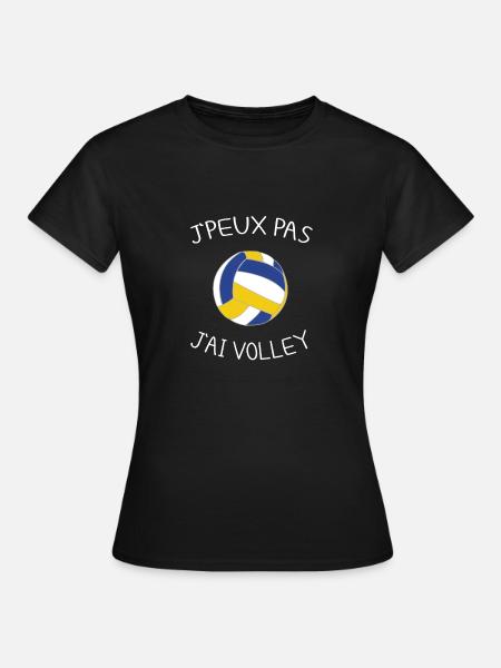 J'peux pas j'ai volley, volley, volleyball bleu - T-shirt Femme - noir