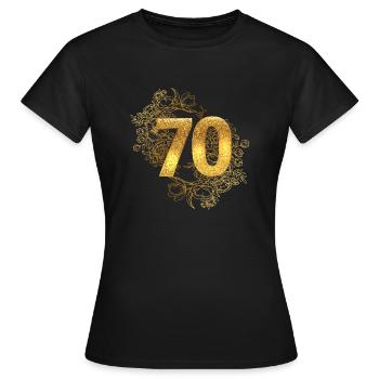 70 ans, bon anniversaire, bon anniversaire, bon anniversaire en or - T-shirt Femme - noir - Devant - AI Model Female 172 dark (172cm)