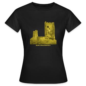 Drachenfels Burg Ruine Rhin Siebengebirge - T-shirt Femme - noir - Devant - AI Model Female 172 dark (172cm)