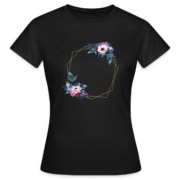 Floral Hexagone personnalisable - T-shirt Femme - noir - Devant - AI Model Female 172 dark (172cm)