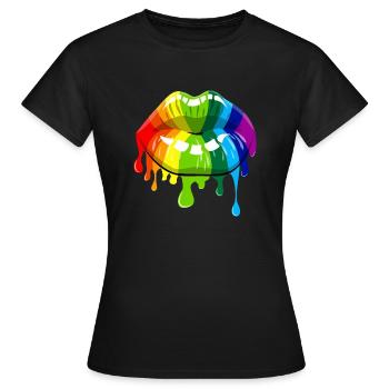 Kussmund - Frauen T-Shirt - Schwarz - Vorne - AI Model Female 172 dark (172cm)