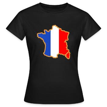 Karte von Frankreich flagge blau weiß rot - Frauen T-Shirt - Schwarz - Vorne - AI Model Female 172 dark (172cm)