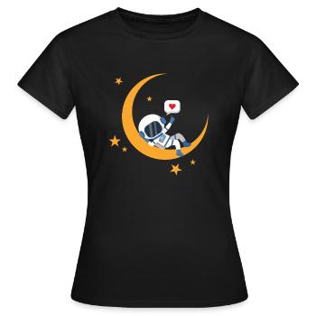 Schlafanzug Astronaut Mond Weltall Sandmann Schlaf - Frauen T-Shirt - Schwarz - Vorne - AI Model Female 172 dark (172cm)